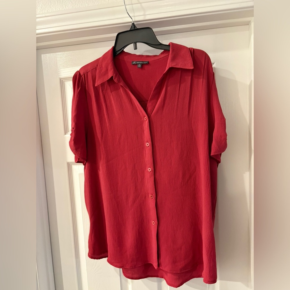 Adrianna Papell Scarlet Button-Down Shirt